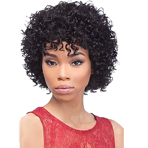 

Human Hair Wig Short Hairstyles 2019 With Bangs Halle Berry Hairstyles style Afro Deep Wave Wig 130% Density Natural Hairline African American Wig 100% Hand Tied Women's Short Medium Length Human