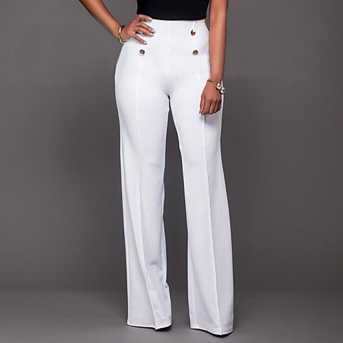 

Women's Daily Going out Bootcut Wide Leg Pants - Solid Colored Formal Style Wine White Black S / M / L