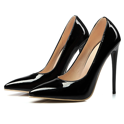 

Women's Heels Plus Size Stiletto Heel Pointed Toe T-Strap Wedding Dress Party & Evening PU Almond White Black