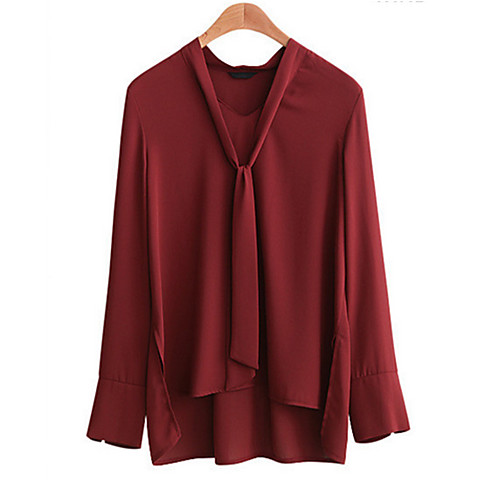 

Women's Shirt Solid Colored Plus Size Long Sleeve Daily Tops Streetwear Sophisticated Wine Black