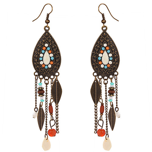 

Women's Drop Earrings Beads Ladies Tassel Bohemian European Fashion Boho Resin Earrings Jewelry Red / Blue / Rainbow For Party Daily Casual