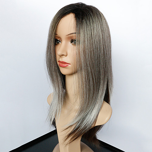 

Synthetic Wig Straight Straight Wig Medium Length Black / Grey Synthetic Hair Women's Ombre Hair African American Wig Gray