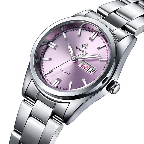 

WWOOR Women's Wrist Watch Quartz Stainless Steel Silver Water Resistant / Waterproof Analog Ladies Charm Luxury Casual Fashion - White Pink Navy Two Years Battery Life
