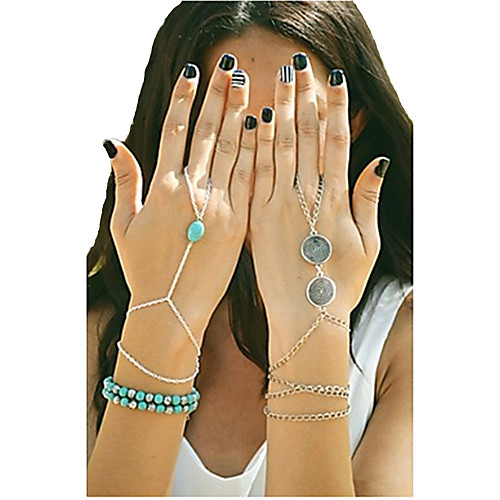 

Women's Turquoise Charm Bracelet Ring Bracelet / Slave bracelet Slaves Of Gold Ladies Unique Design Fashion Turquoise Bracelet Jewelry Bronze / Golden / Silver For Party Daily Casual Cosplay Costumes