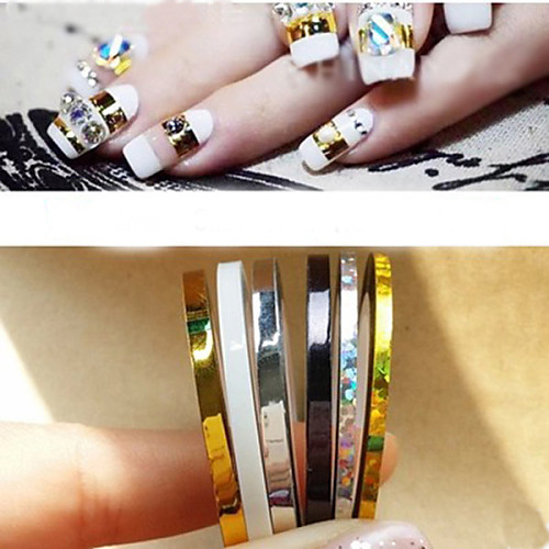 

5pcs mixed colorful beauty striping line sticker box holder foil tips tape line for nail tools decorations
