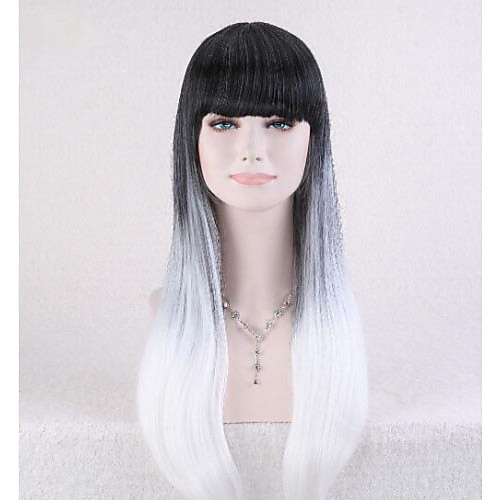 

2015 New Arrival Lolita Gradient BlackGray Wig Women Long Straight Ombre Hair Cosplay Anime Full Wig