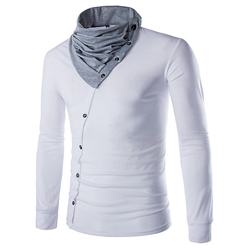 

Men's T shirt Color Block Long Sleeve Daily Tops White Black Red