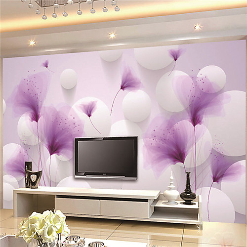 

Floral Art Deco 3D Home Decoration Contemporary Wall Covering, Canvas Material Adhesive required Mural, Room Wallcovering