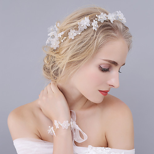 

Tulle / Crystal / Imitation Pearl Tiaras / Headbands / Flowers with 1 Wedding / Special Occasion Headpiece