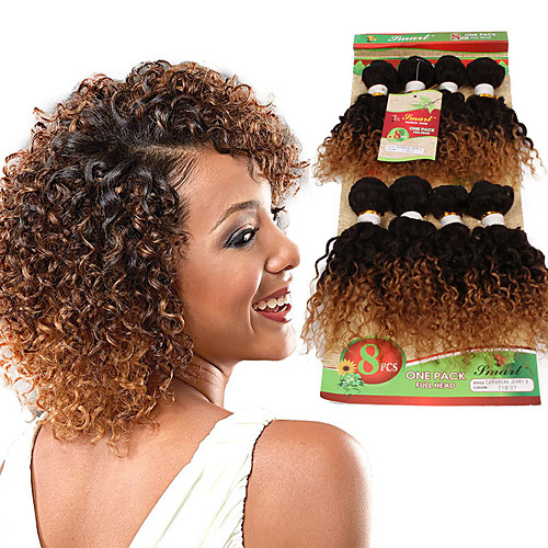Ombre Hair Weaves Hair Bulk Curly Human Hair 8 Inch Hair