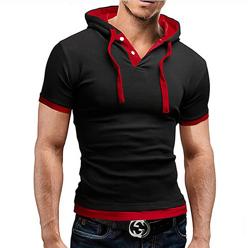 

Men's Graphic Solid Colored T-shirt Active Daily Going out Shirt Collar Wine / Black / Red / Dark Gray / Blue / Light gray / Gray / Light Blue / Summer / Short Sleeve