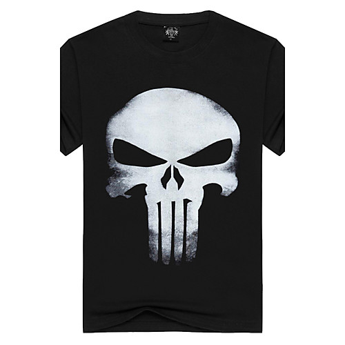 

Men's T shirt Skull Print Short Sleeve Halloween Tops Active Punk & Gothic Black