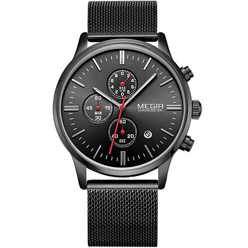 

MEGIR Men's Sport Watch Fashion Watch Analog Quartz Digital Charm Calendar / date / day / Stainless Steel