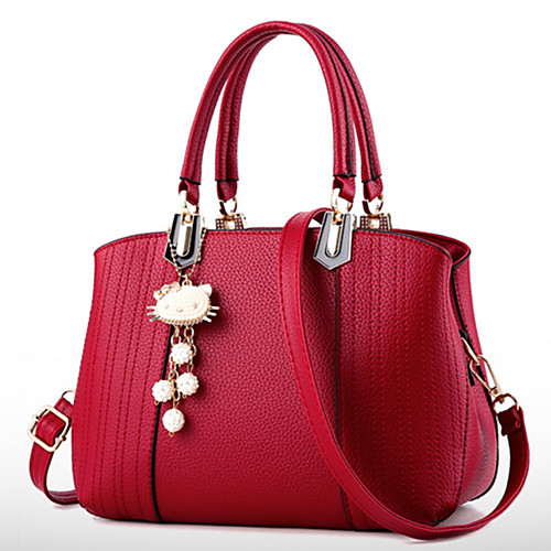

Women's Acrylic Jewels PU Tote Solid Colored Black / Wine / Blushing Pink / Fall & Winter