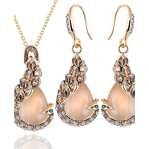

Women's Opal Jewelry Set Peacock European Opal Earrings Jewelry Gold For Daily