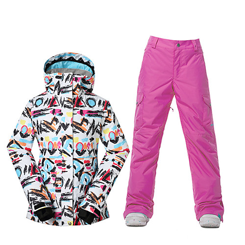 

GSOU SNOW Women's Ski Jacket with Pants Ski / Snowboard Winter Sports Thermal / Warm Waterproof Windproof Polyester Clothing Suit Ski Wear / Breathable / Fleece Lining / Breathable
