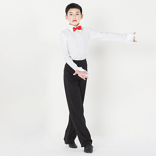 

Latin Dance Top Buttons Performance Long Sleeve Natural Nylon Spandex