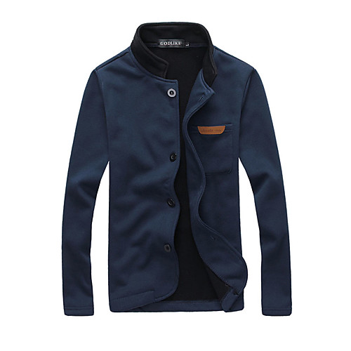 

Men's Basic Jackets Solid Colored Fall Jacket Regular Daily Long Sleeve Coat Tops Black