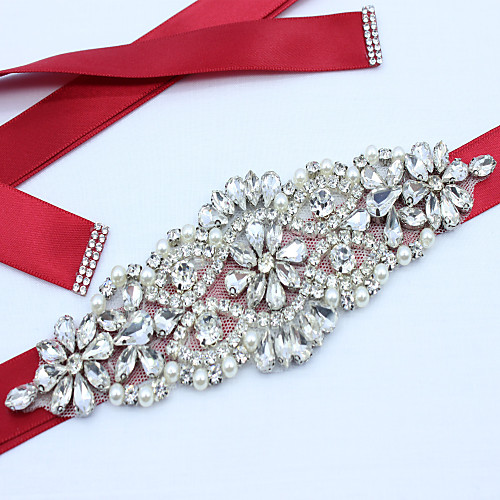 

Satin Wedding / Party / Evening / Dailywear Sash With Rhinestone / Beading / Imitation Pearl Women's Sashes / Appliques