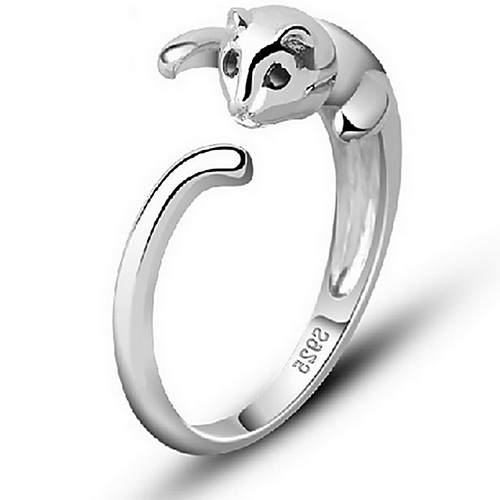 

Ring Silver Sterling Silver Alloy Cat Animal Ladies Open One Size / Women's