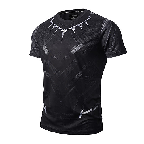 

Men's 3D Graphic Print Slim T-shirt Active Punk & Gothic Daily Sports Going out Round Neck Black / Summer / Short Sleeve