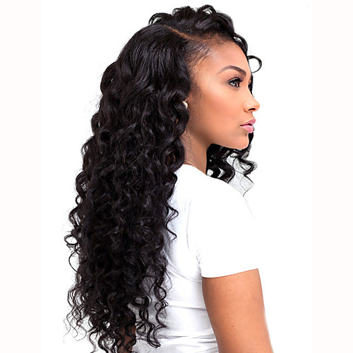 

Synthetic Lace Front Wig Curly Curly L Part Wig Long Black#1B Synthetic Hair Women's Natural Hairline Side Part Black