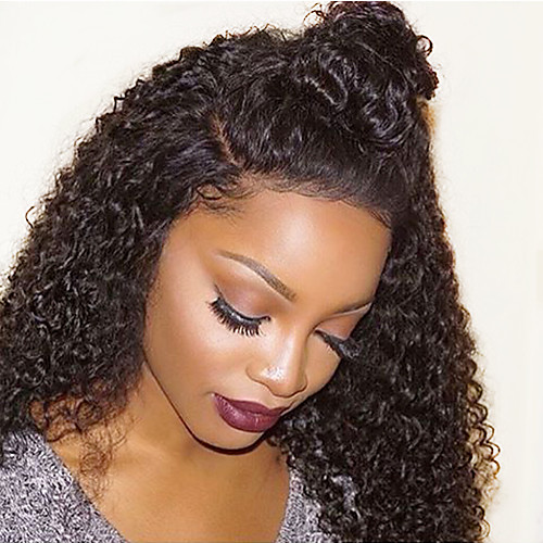 

Human Hair Lace Front Wig style Brazilian Hair Kinky Curly Wig 130% Density 14-18 inch with Baby Hair Natural Hairline African American Wig 100% Hand Tied Women's Medium Length Long Human Hair Lace