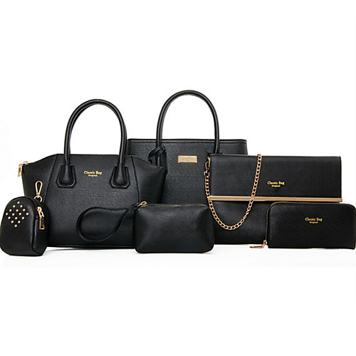 

Women's Rivet PU Bag Set Bag Sets Solid Colored 6 Pieces Purse Set Black / Fuchsia / Yellow
