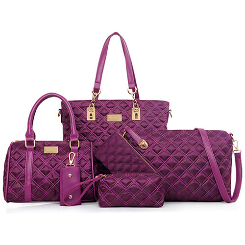 

Women's Bags Nylon Bag Set 5 Pieces Purse Set Zipper Solid Colored Formal Outdoor Office & Career Bag Sets Handbags Black Purple Fuchsia Blue