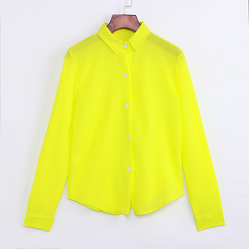 

Women's Solid Colored Shirt Daily Shirt Collar White / Black / Yellow / Red / Blue