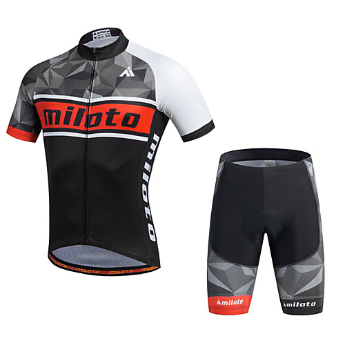 

Miloto Men's Short Sleeve Cycling Jersey with Shorts White Bike Shorts Jersey Breathable 3D Pad Quick Dry Reflective Strips Sweat-wicking Sports Polyester Silicon Classic Mountain Bike MTB Road Bike