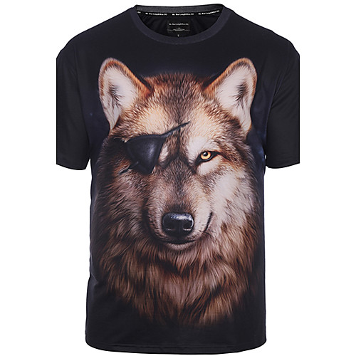 

Men's T shirt Animal Plus Size Print Short Sleeve Daily Tops Streetwear Punk & Gothic Boho Black