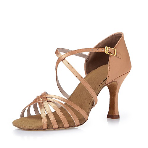 

Women's Latin Shoes Modern Shoes Salsa Shoes Samba Shoes Heel Ribbon Tie Stiletto Heel Dark Brown Nude Black Ribbon