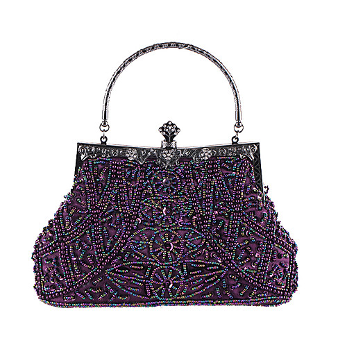 Women S Rhinestone Pearls Polyester Evening Bag Crystal Bags Gray Purple Navy Blue