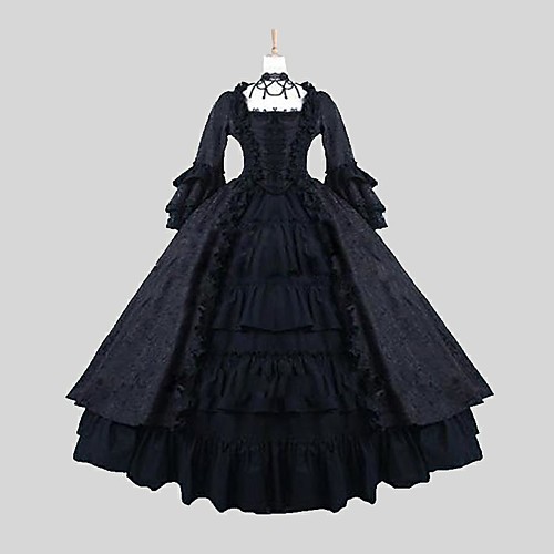 

Princess Gothic Lolita Punk Lolita Dress Women's Satin Japanese Cosplay Costumes Black Jacquard Long Sleeve Ankle Length / Gothic Lolita Dress
