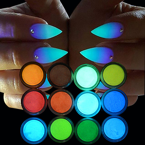 

12pcs Glitter Powder Luminous / 12 Colors nail art Manicure Pedicure Chic & Modern Party Evening / Daily