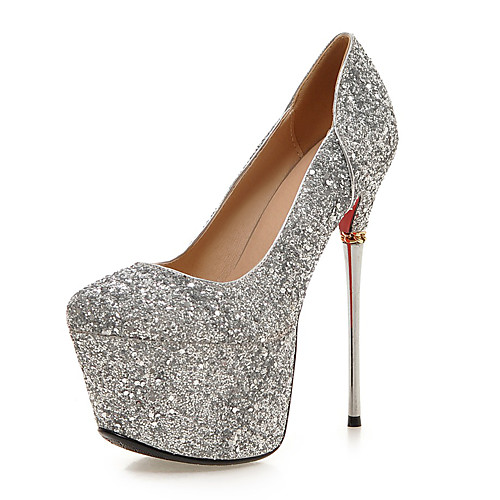 

Women's Heels Stiletto Heel Pointed Toe Sequin Synthetic Spring / Summer / Fall White / Black / Silver / Wedding / Party & Evening