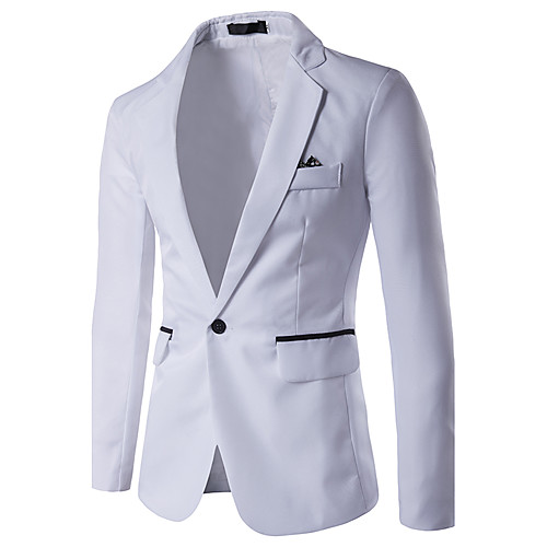 

Men's Daily / Work Business / Simple / Casual Spring / Summer / Fall Regular Blazer, Color Block Shirt Collar Long Sleeve Rayon Gray / Light Blue / Royal Blue / Business Casual / Slim