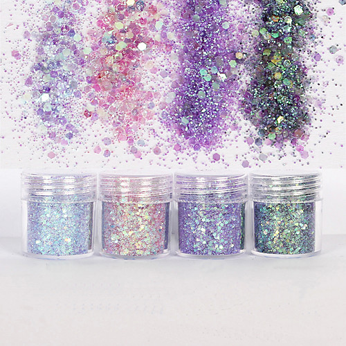

nail art 10ml pink purple mixed nail glitter powder hexagon shape glitter nail powder sheets tips nail art set