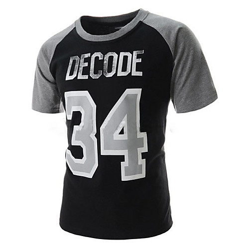 

Men's T shirt Letter Print Short Sleeve Daily Tops Cotton White Black Navy Blue