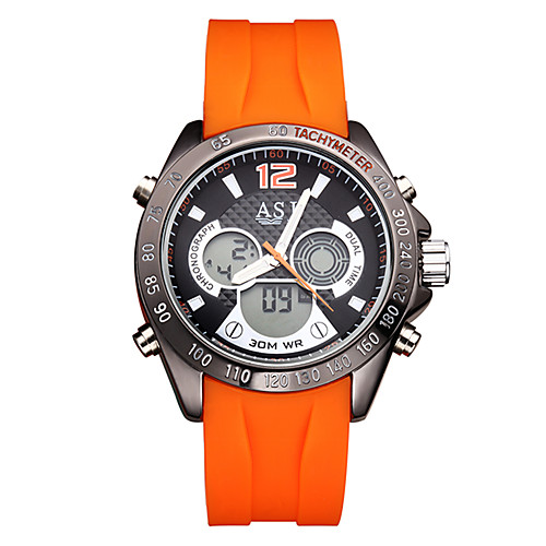 

ASJ Men's Digital Watch Japanese Digital Silicone Black / Orange 30 m Water Resistant / Waterproof Calendar / date / day Compass Analog - Digital Casual Fashion - Black Orange Two Years Battery Life