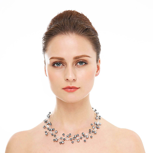 

Choker Necklace Crystal Imitation Pearl Gray Tassel Gray Necklace Jewelry for Christmas Gifts Wedding Party Special Occasion Birthday Oval