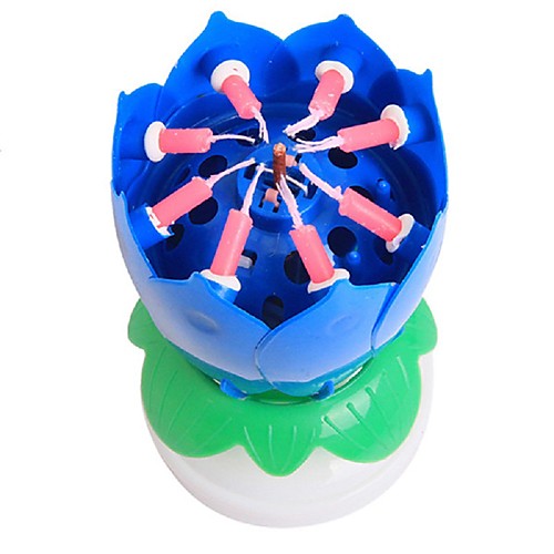 

1Pcs Lotus Flower Candle Birthday Party Cake Music Sparkle Cake Topper Rotating Candles Decoration