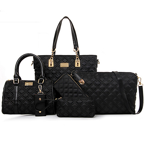 

Women's Rivet Nylon Bag Set Bag Sets Solid Colored 5 Pieces Purse Set Black / Purple / Fuchsia