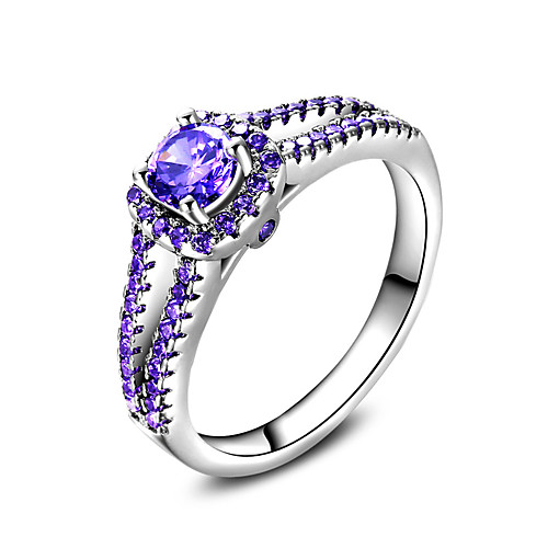 

Band Ring Ring Engagement Ring Cubic Zirconia Purple Zircon Silver Wedding Party Jewelry