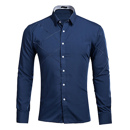 

Men's Solid Colored Shirt Daily Wine / White / Black / Blue / Red / Blushing Pink / Fuchsia / Navy Blue / Spring / Fall / Long Sleeve
