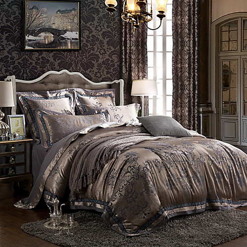 

Duvet Cover Sets 4 Piece Cotton Luxury Blue Reactive Print Luxury