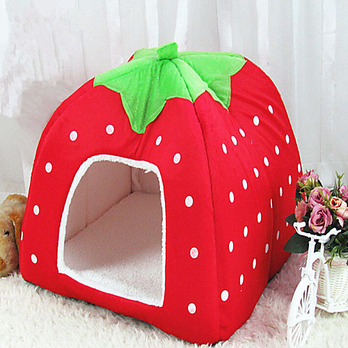 

Cat Dog Bed Tent Cave Bed Pet House Foldable Soft Pet Baskets Fabric Fruit Purple Red Blue