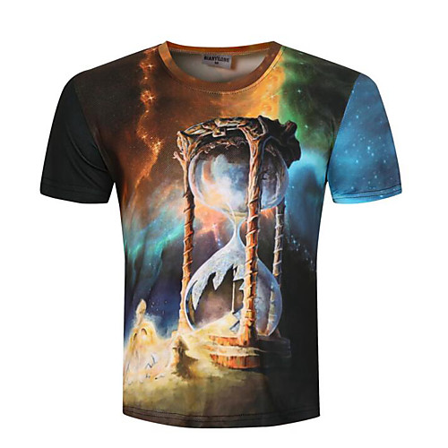 

Men's T shirt 3D Cartoon Short Sleeve Daily Tops Blue