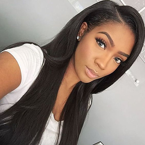 

Human Hair Glueless Lace Front Lace Front Wig style Straight Wig 130% Density Natural Hairline African American Wig 100% Hand Tied Women's Long Human Hair Lace Wig